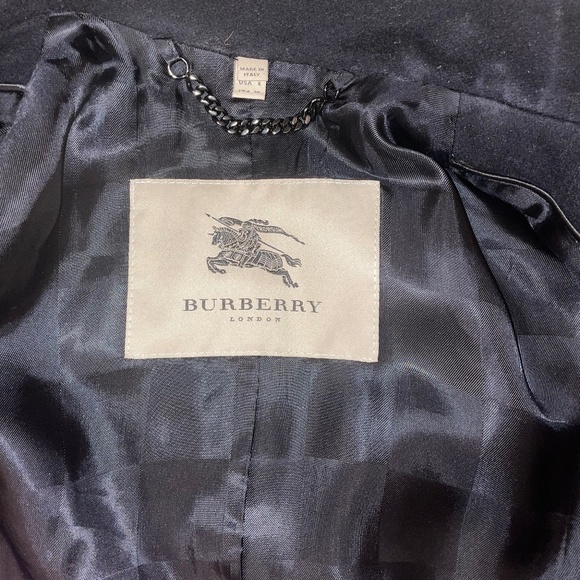 BURBERRY Kensington Black Wool Cashmere Double Breasted Trench Size 4 - Picture 8 of 15